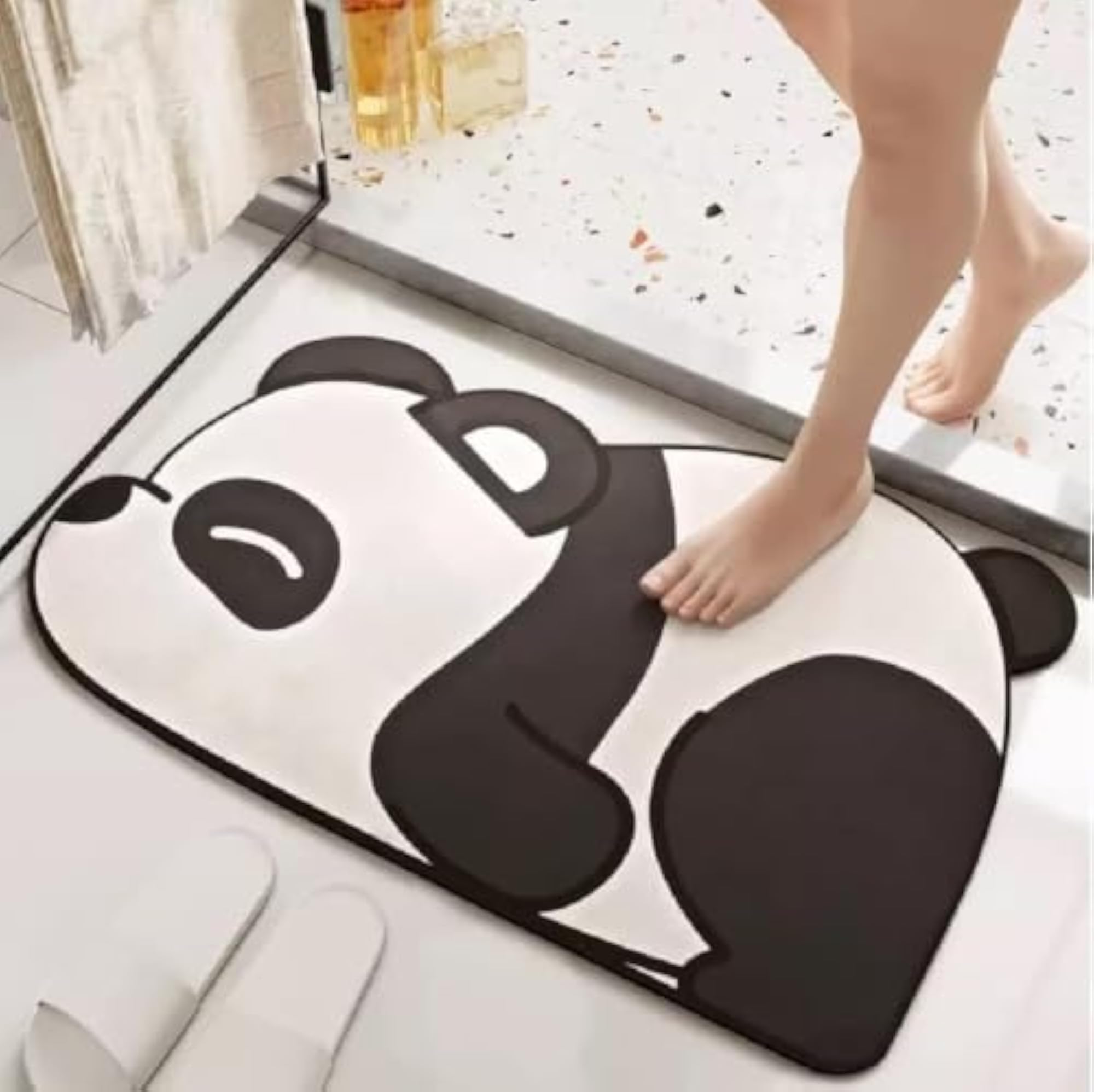 Cute Panda Bath Mat, Super Absorbent Quick Drying